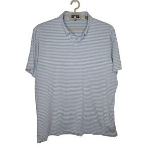 Peter Millar Crown Crafted blue grey striped short sleeve polo shirt - XL